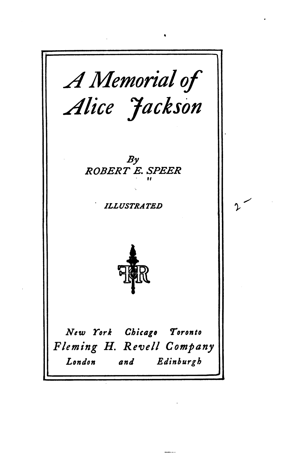 A Memorial of Alice Jackson