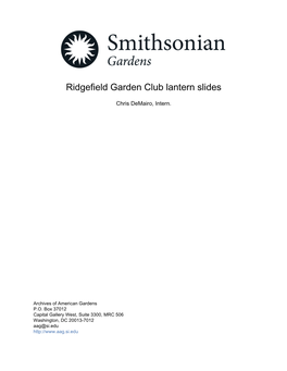 Ridgefield Garden Club Lantern Slides