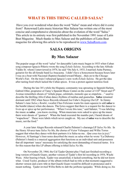 SALSA ORIGINS by Max Salazar