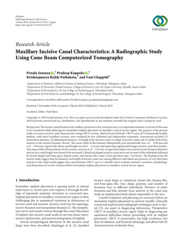Maxillary Incisive Canal Characteristics: a Radiographic Study Using Cone Beam Computerized Tomography