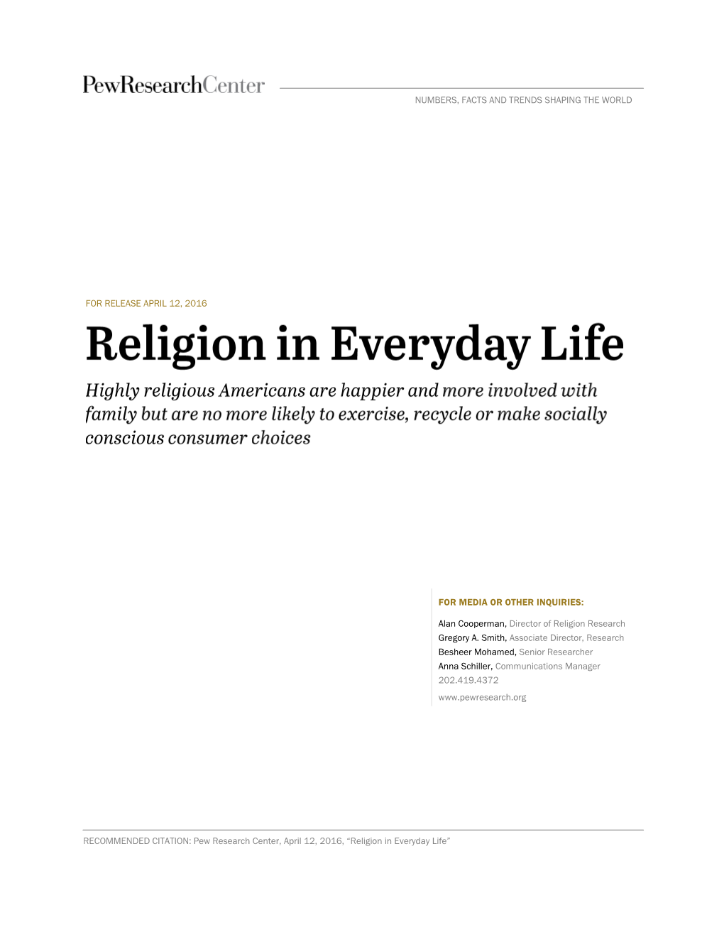 Religion in Everyday Life”