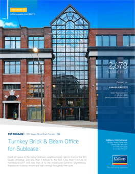 Turnkey Brick & Beam Office for Sublease