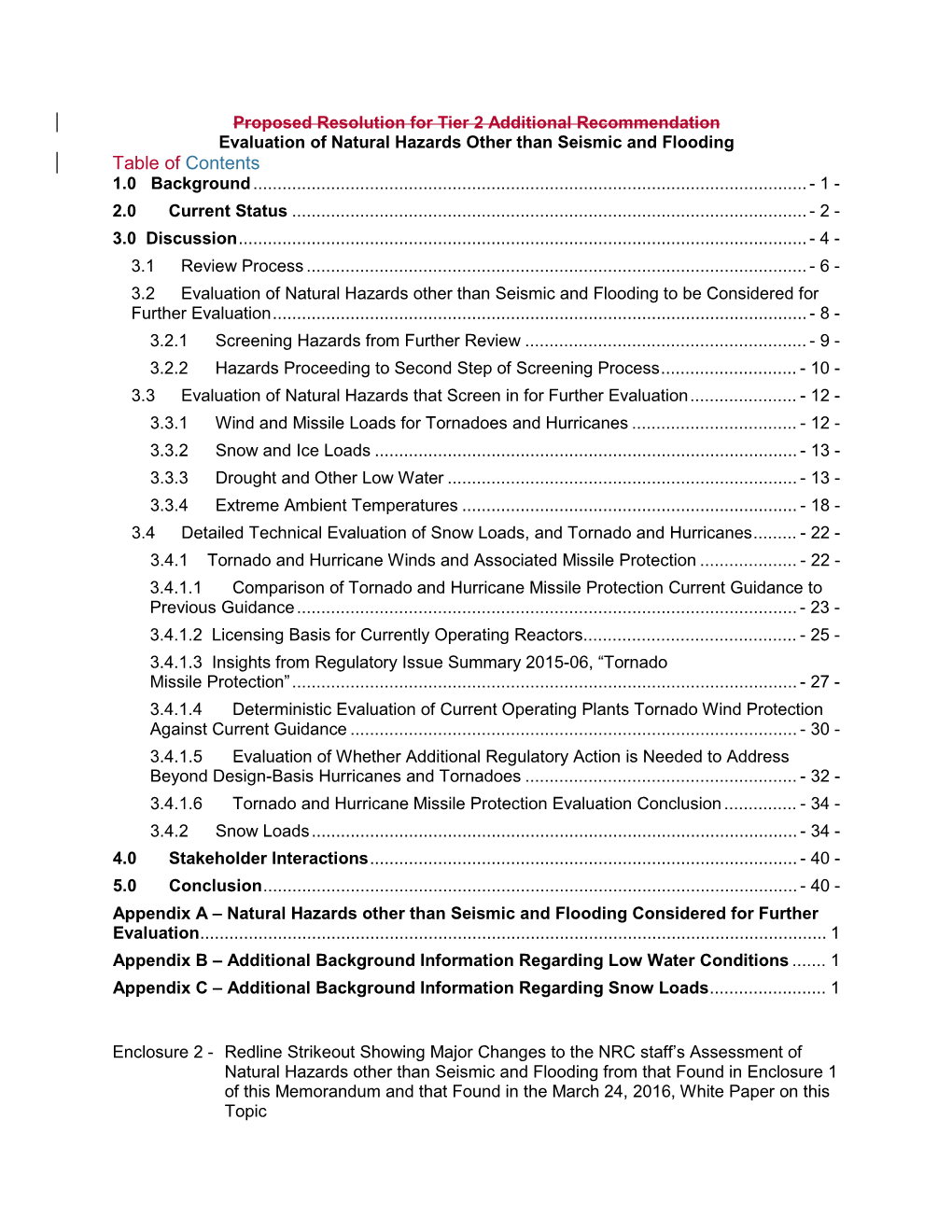 Redline Strikeout Showing Major Changes to the NRC Staff's