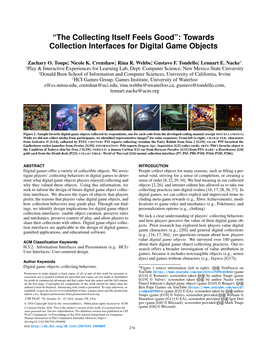 Towards Collection Interfaces for Digital Game Objects