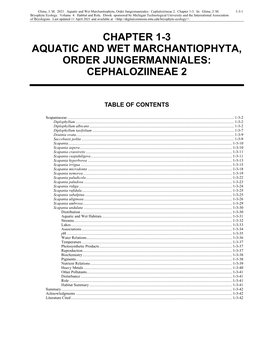 Volume 4, Chapter 1-3: Aquatic Wetland: Marchantiophyta, Order