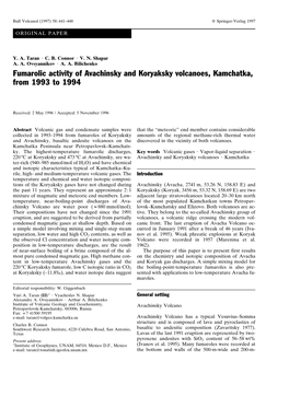 Fumarolic Activity of Avachinsky and Koryaksky Volcanoes, Kamchatka, from 1993 to 1994