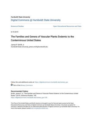 The Families and Genera of Vascular Plants Endemic to the Conterminous United States