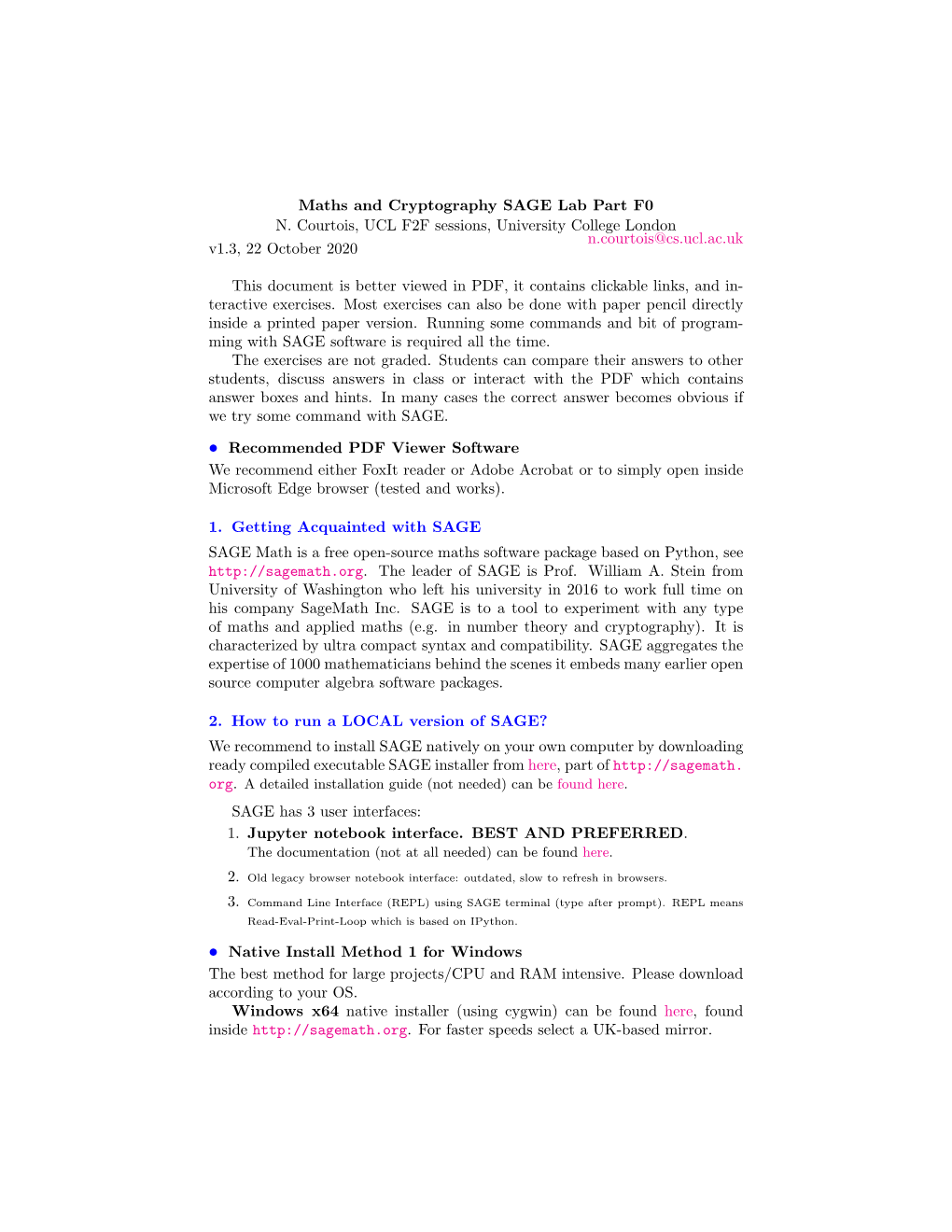 Maths and Cryptography SAGE Lab Part F0 N