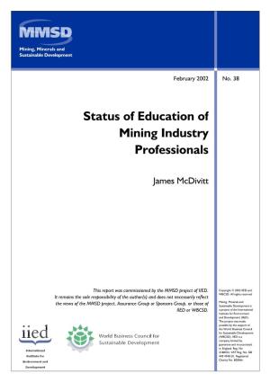 Status of Education of Mining Industry Professionals