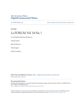 Le FORUM, Vol. 34 No. 1 Lisa Desjardins Michaud, Rédactrice