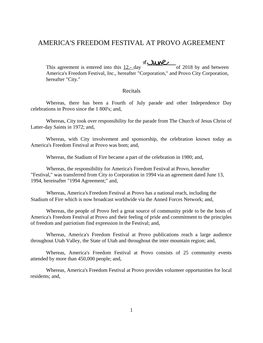 America's Freedom Festival at Provo Agreement