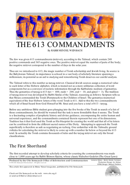 THE 613 COMMANDMENTS by RABBI MENDEL WEINBACH