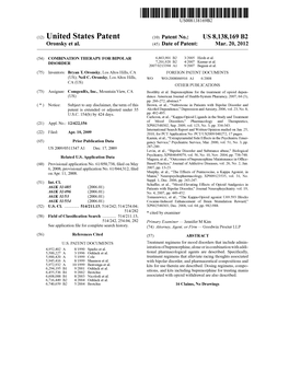 (12) United States Patent (10) Patent No.: US 8,138,169 B2 Oronsky Et Al