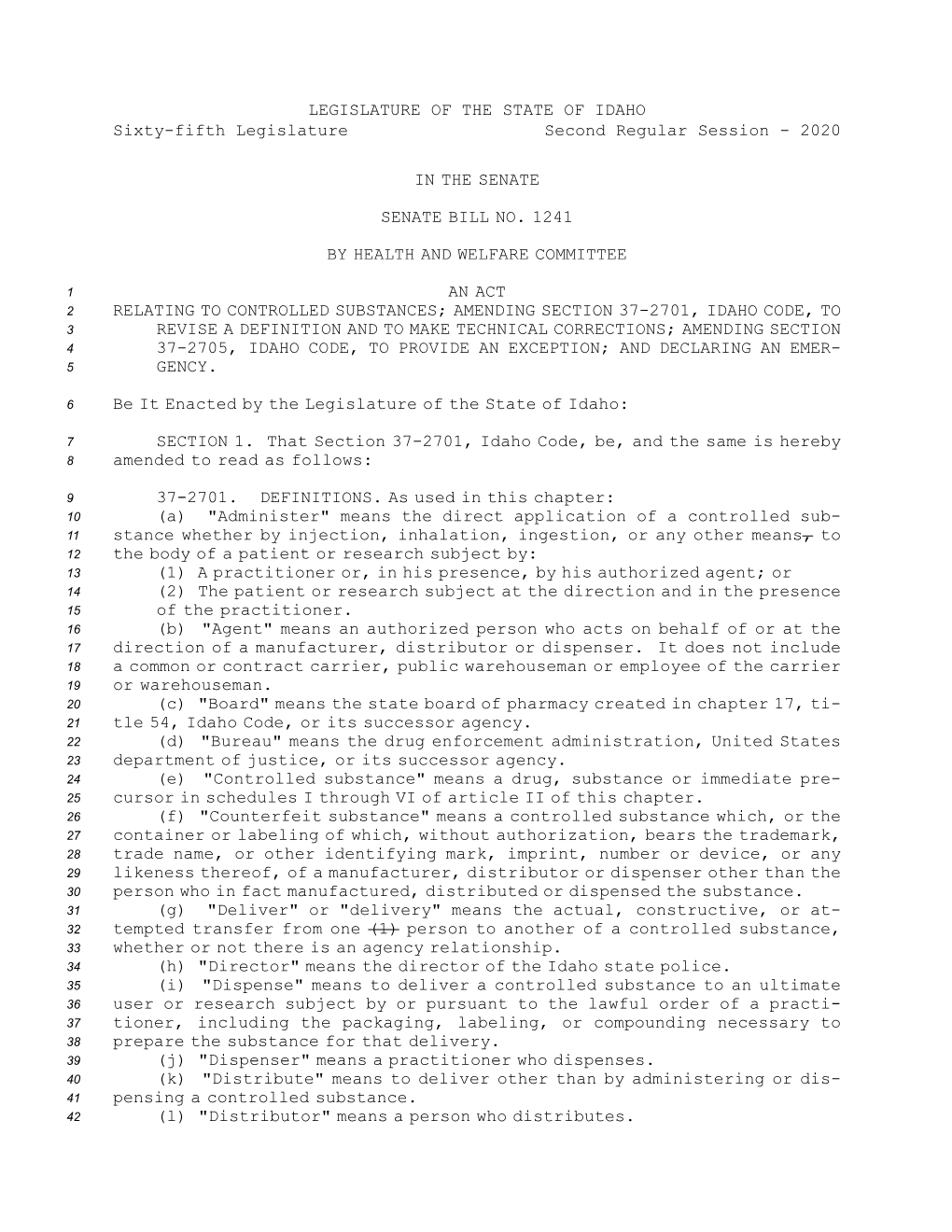 Senate Bill No.1241 (2020)