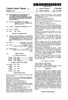 United States Patent (19) 11 Patent Number: 5,766,598 Paoletti Et Al