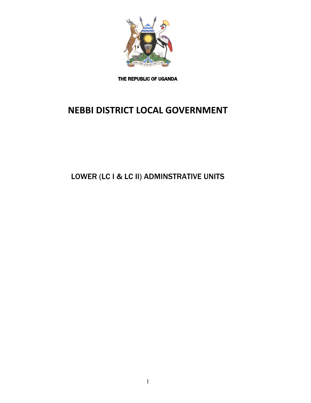 Administrative Units of Nebbi District