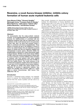 Reversine, a Novel Aurora Kinases Inhibitor, Inhibits Colony Formation of Human Acute Myeloid Leukemia Cells