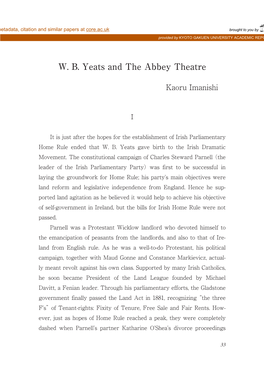 W. B. Yeats and the Abbey Theatre