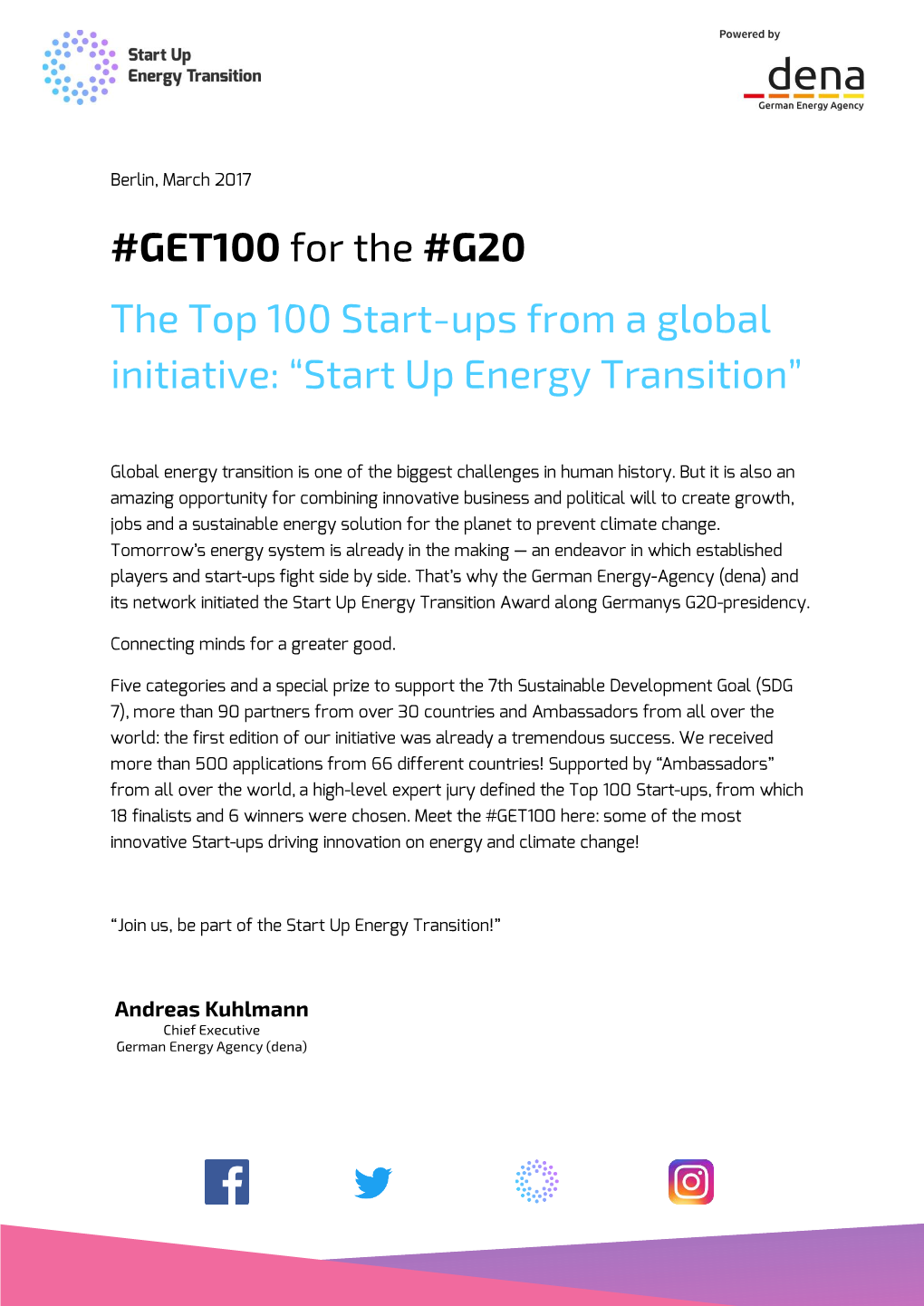 GET100 for the #G20 the Top 100 Start-Ups from a Global Initiative: “Start up Energy Transition”