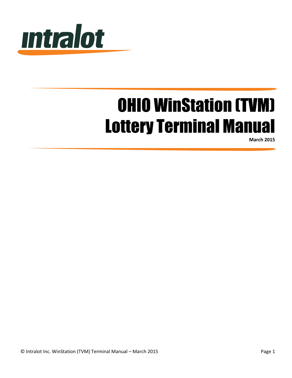 OHIO Winstation (TVM) Lottery Terminal Manual March 2015