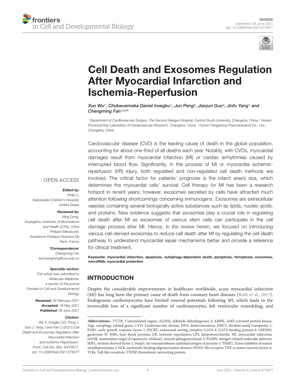 Cell Death and Exosomes Regulation After Myocardial Infarction and Ischemia-Reperfusion