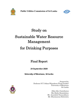Study on Sustainable Water Resource Management for Drinking Purposes