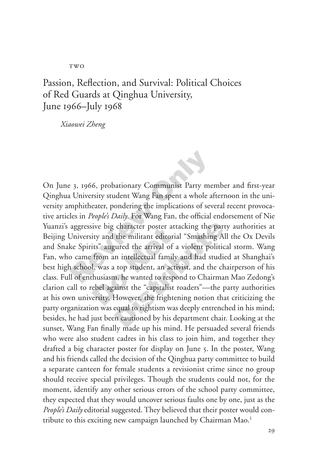 Political Choices of Red Guards at Qinghua University, June 1966–July 1968