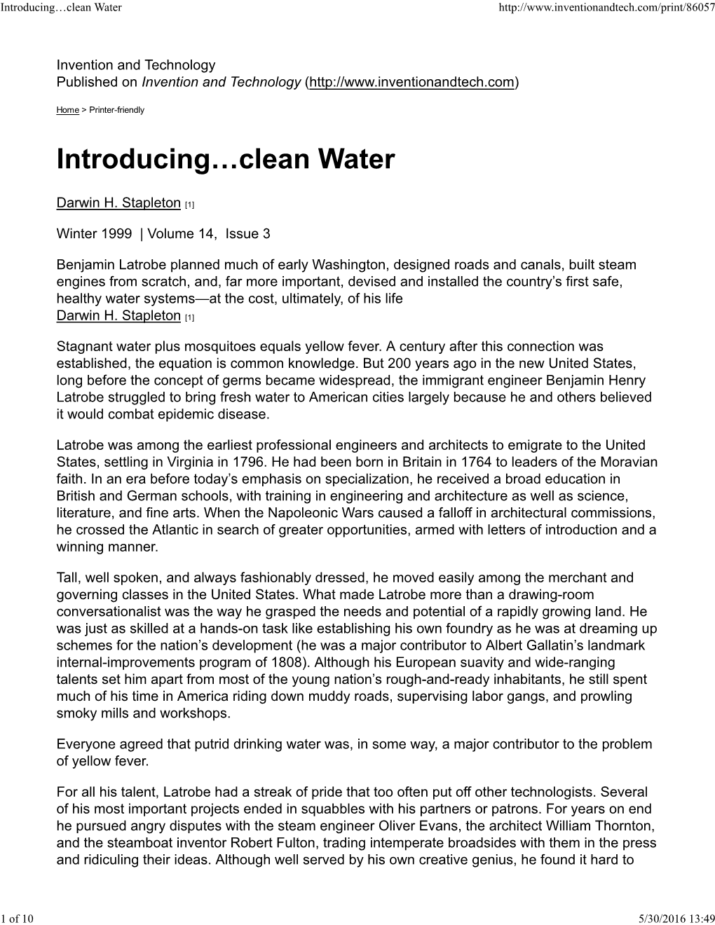 Introducing…Clean Water