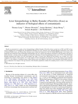 Liver Histopathology in Baltic Flounder
