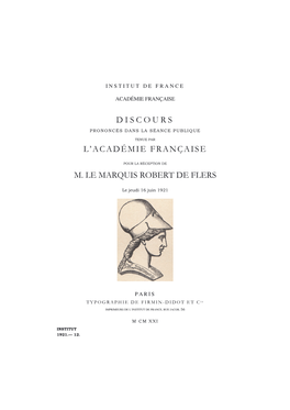 Discours L'académie Française M. Le Marquis