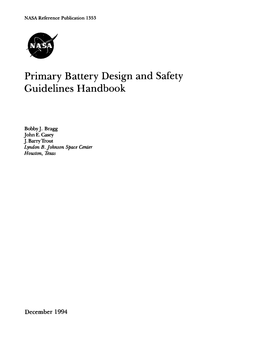 Primary Battery Design and Safety Guidelines Handbook