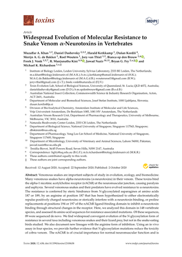 Widespread Evolution of Molecular Resistance to Snake Venom Α-Neurotoxins in Vertebrates