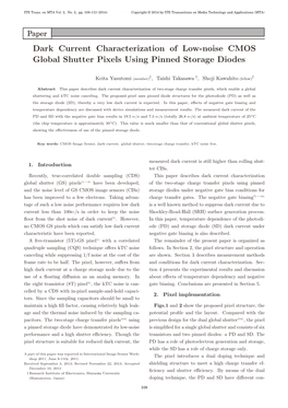 Paper Dark Current Characterization of Low-Noise CMOS Global Shutter Pixels Using Pinned Storage Diodes