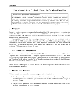 User Manual of the Pre-Built Ubuntu 16.04 Virtual Machine