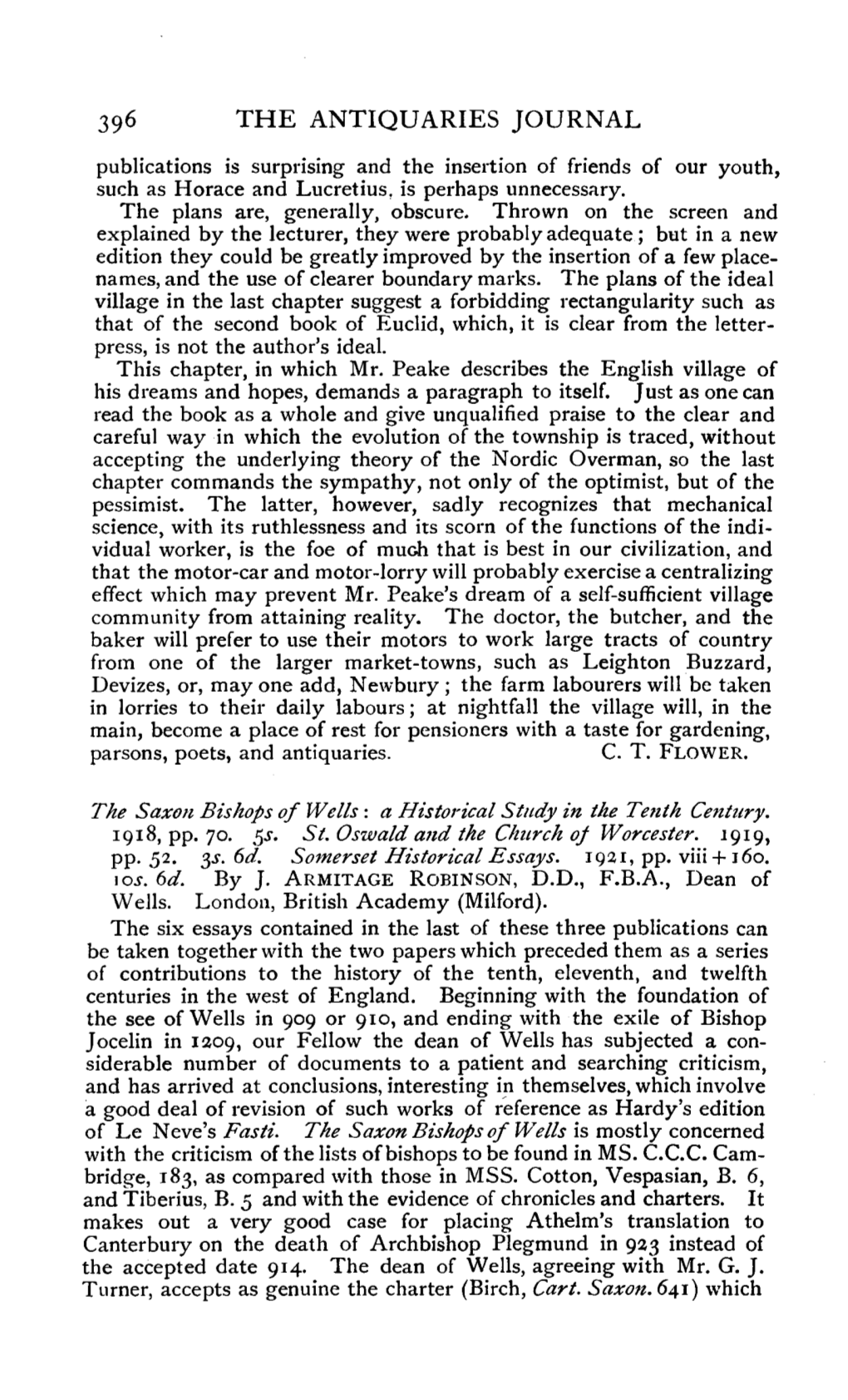 396 the ANTIQUARIES JOURNAL Publications Is Surprising and the Insertion of Friends of Our Youth, Such As Horace and Lucretius, Is Perhaps Unnecessary