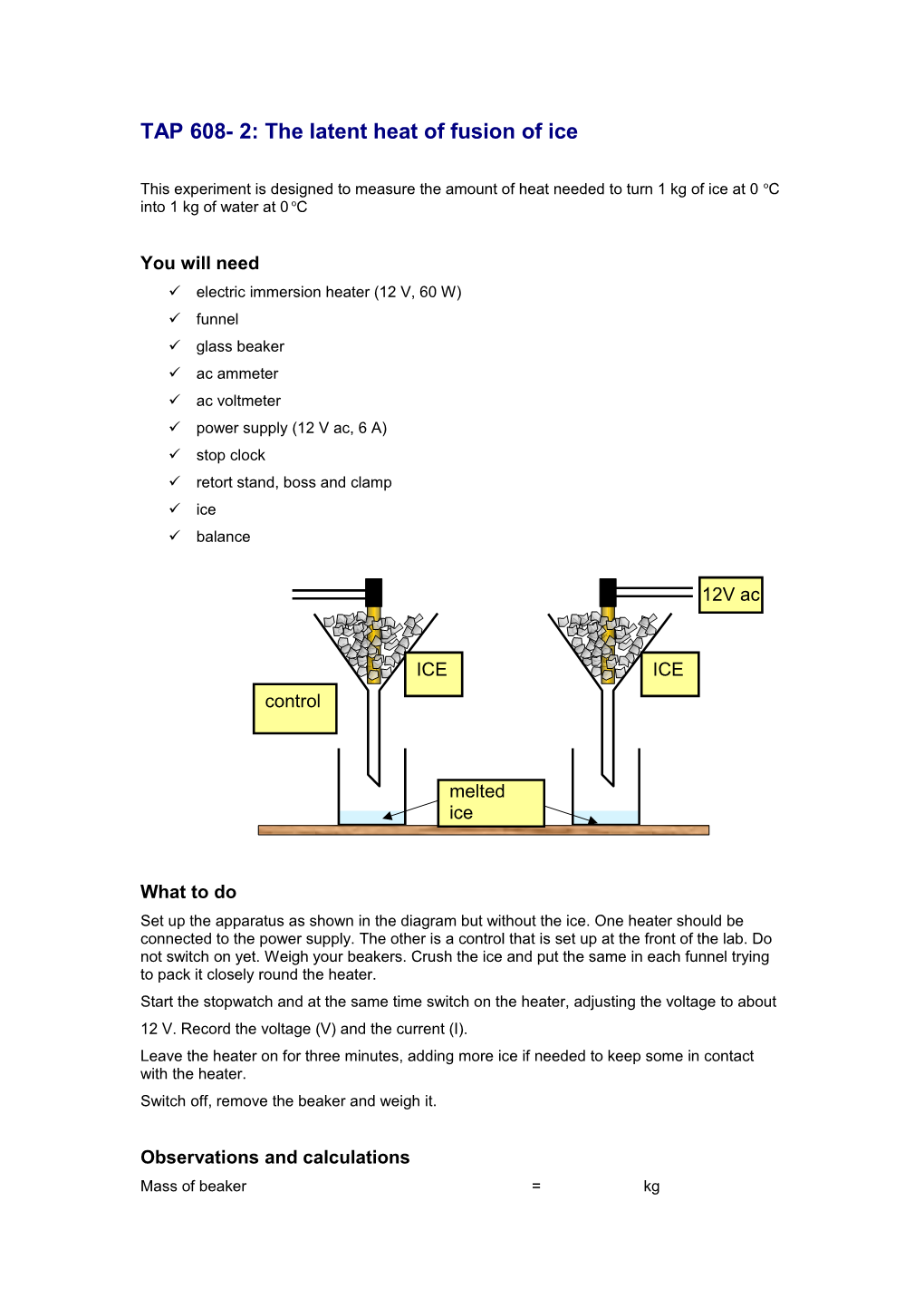 TAP 608- 2: the Latent Heat of Fusion of Ice