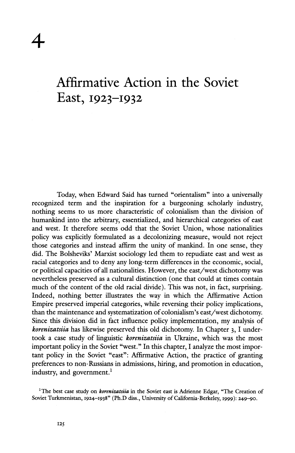 Mfirmative Action in the Soviet East, 1923-1932