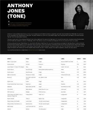 Anthony Jones (Tone) | Primary Wave Music
