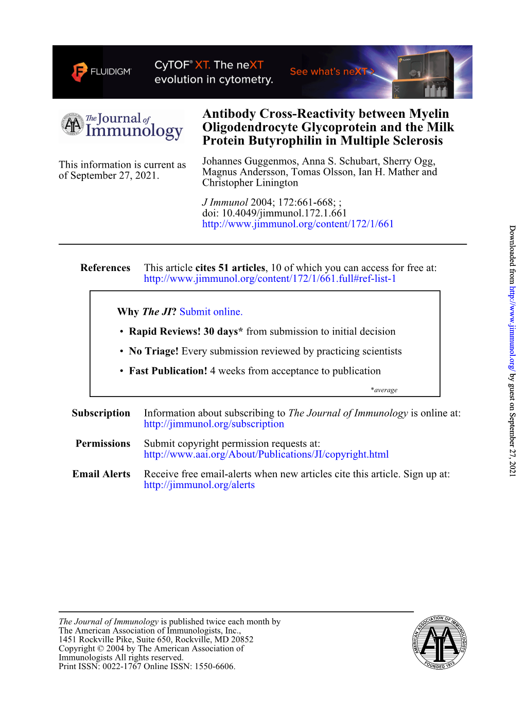 Protein Butyrophilin in Multiple Sclerosis Oligodendrocyte