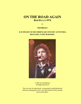 On the Road Again Bob Dylan 1974