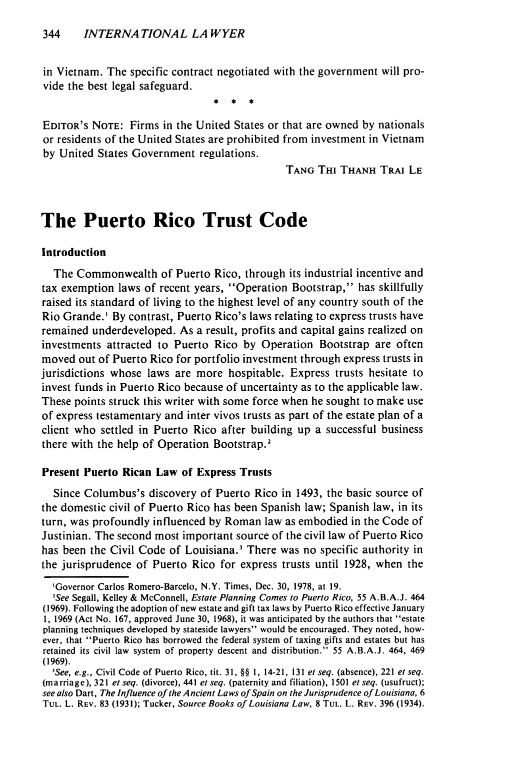 The Puerto Rico Trust Code