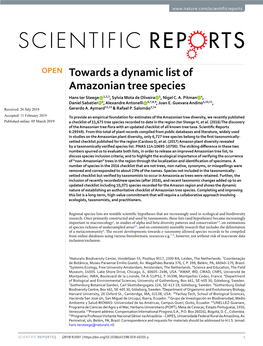 Towards a Dynamic List of Amazonian Tree Species Hans Ter Steege 1,2,3, Sylvia Mota De Oliveira 1, Nigel C