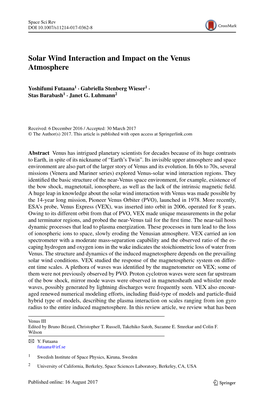 Solar Wind Interaction and Impact on the Venus Atmosphere