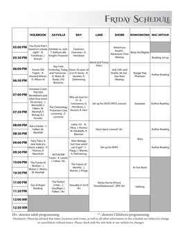 Friday Schedule