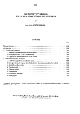 Donnees Et Hypotheses Sur La Radiation Initiale Des Rongeurs