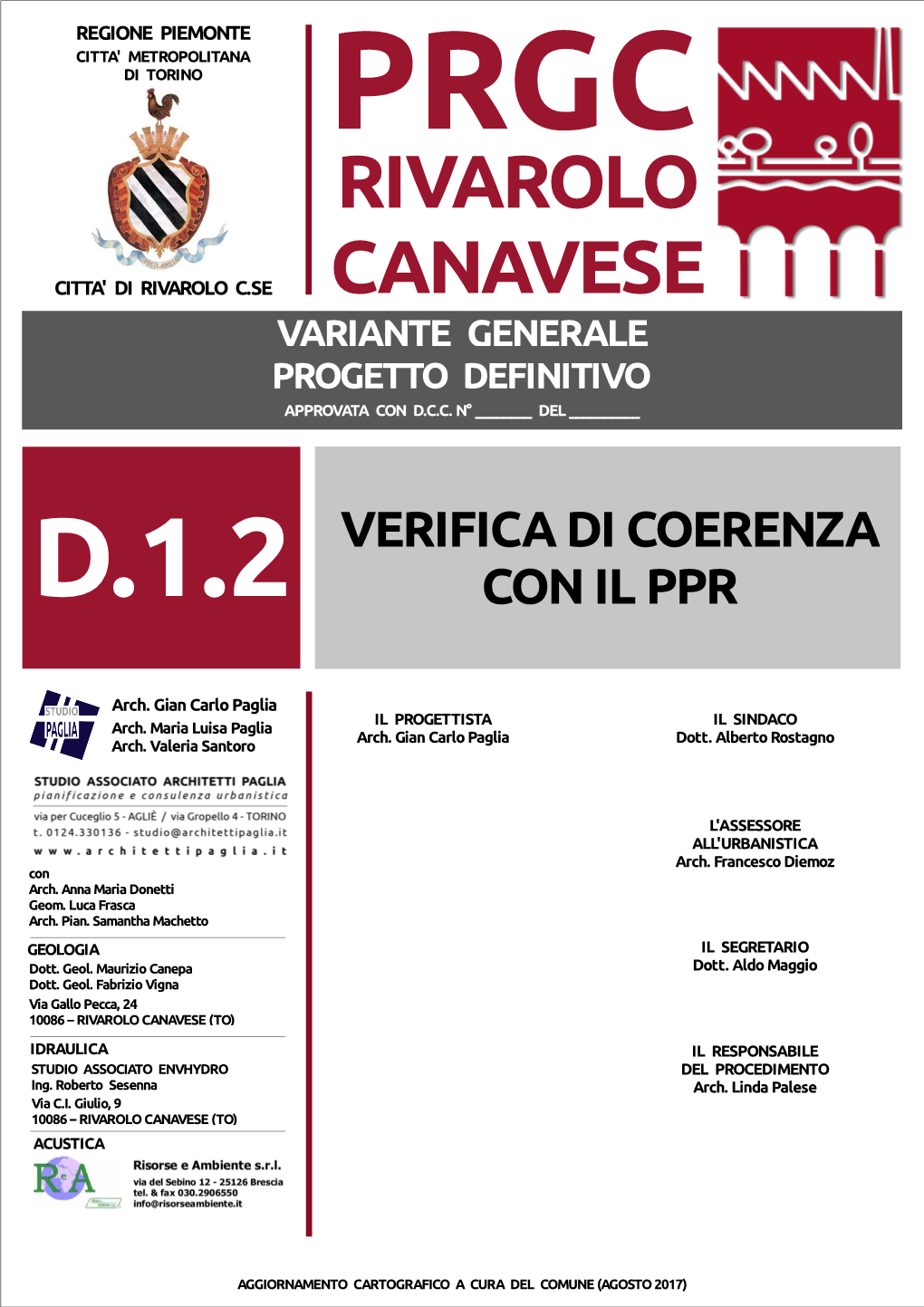 Rivarolo Canavese Citta' Di Rivarolo C.Se Canavese Variante Generale Progetto Definitivo Approvata Con D.C.C