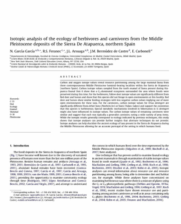 Isotopic Analysis of the Ecology of Herbivores and Carnivores from the Middle Pleistocene Deposits of the Sierra De Atapuerca, Northern Spain N
