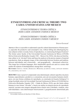 Etnocentrism and Critical Theory Two Cases: United States and Mexico