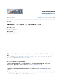 Module 17: the Muslim and African Ban (2017)