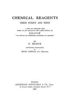 Chemical Reagents Their Purity & Tests
